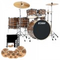 Tama Imperialstar 22" 6pc Drum Kit w/Meinl Cymbals, Coffee Teak Wrap
